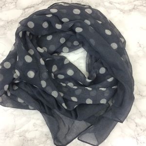 Grey and white polka dot semi-sheer scarf
